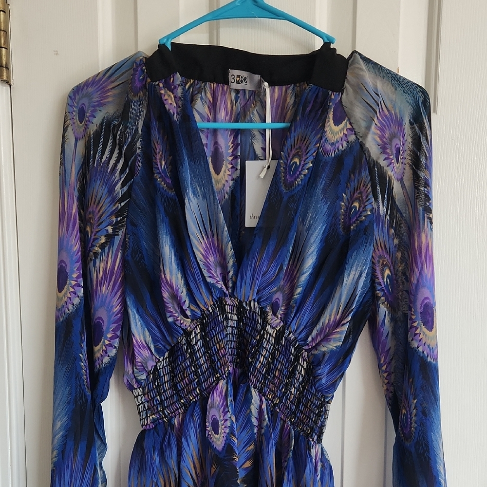 Elegant Blue and Purple Women's Blouse